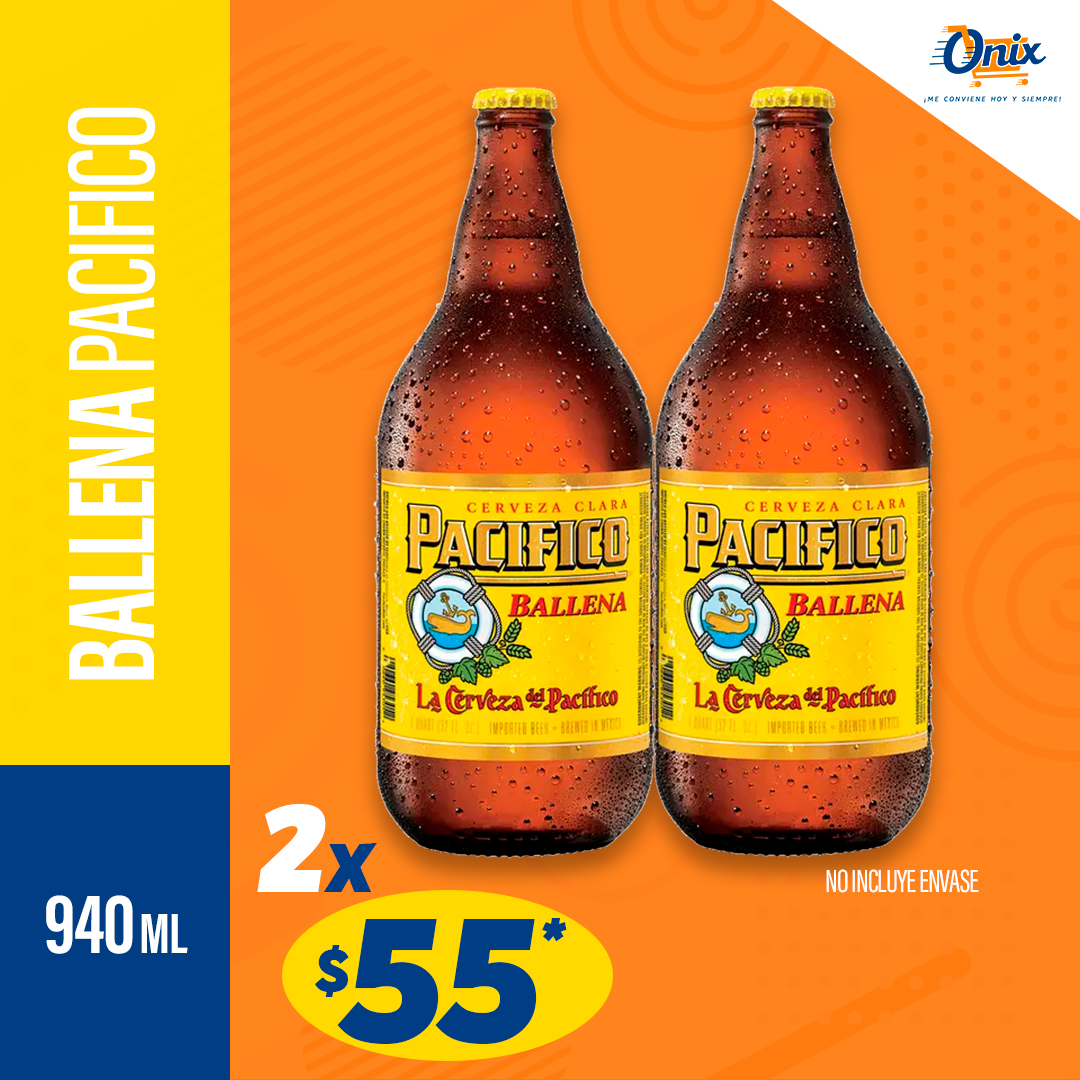 Cerveza Pacifico Clara Ballena 940 ml 2 Pzas – Onix